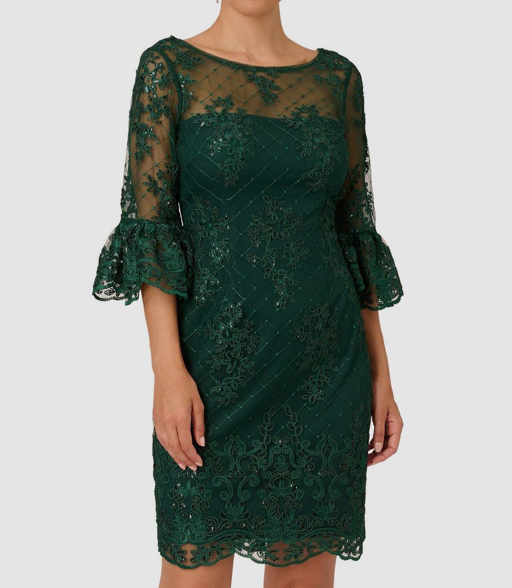 adrianna papell green sequin dress Formal Gown Adrianna Papell One Shoulder Sequin Dress Mermaid Gown Adrianna Papell Green Sequin Dress Adrianna