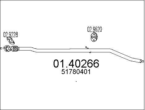 Tuyau d'échappement Fiat Punto 1.2 en acier aluminisé robuste pour blocs Bifuel et 60 ch