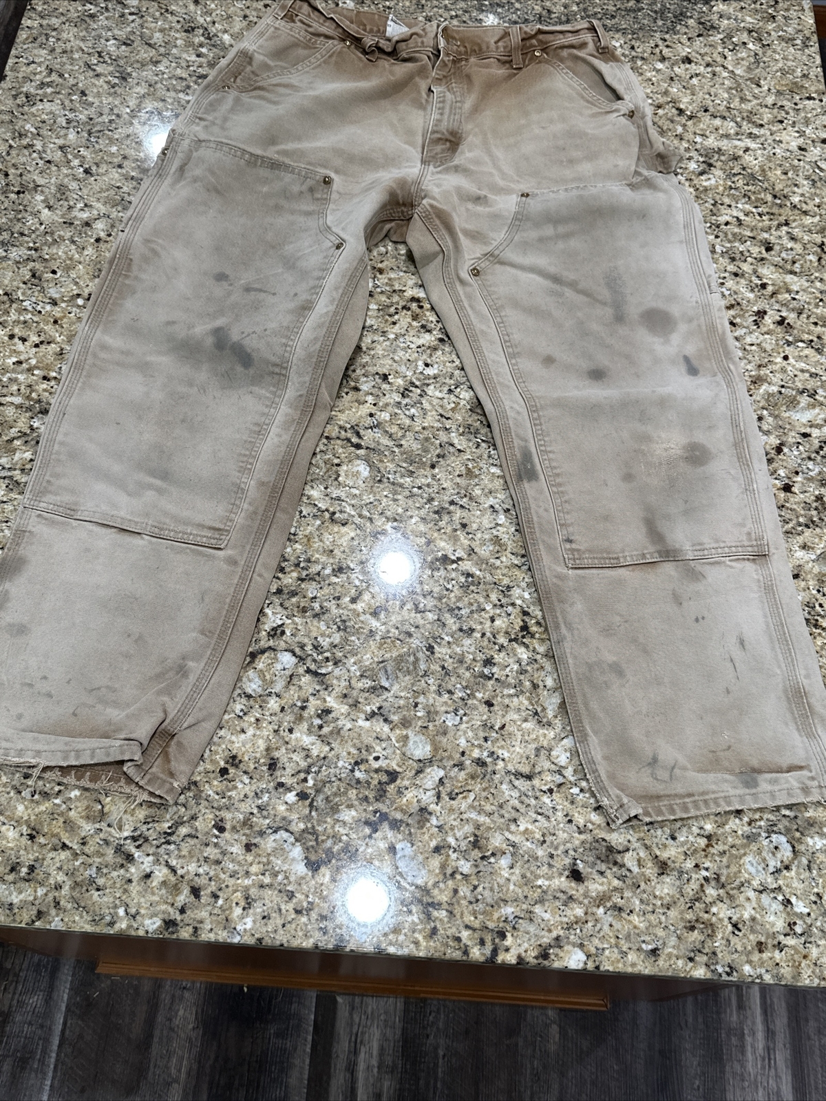 Carhartt 36x30 Double Knee Jeans Pants Tan Helmets to Hardhats