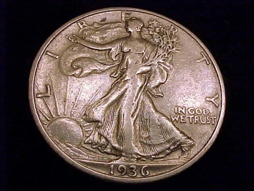 1936-S Walking Liberty Half Dollar,  Extra Fine Grade.