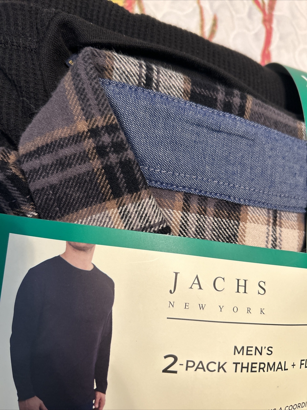 Jachs Men’s Flannel + Thermal, 2-pack   Black, Size XL