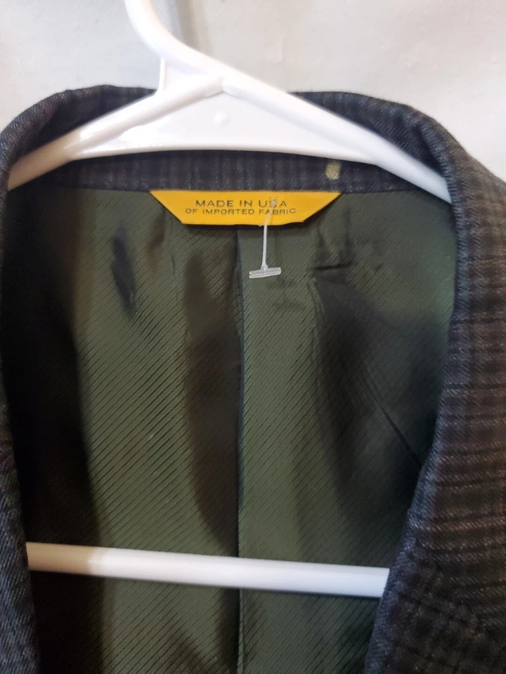 Abrigo Blazer Deportivo Hickey Freeman Traveler Etiqueta Dorada 100% Lana Cuadros 42 Corto Foto 2 de 4