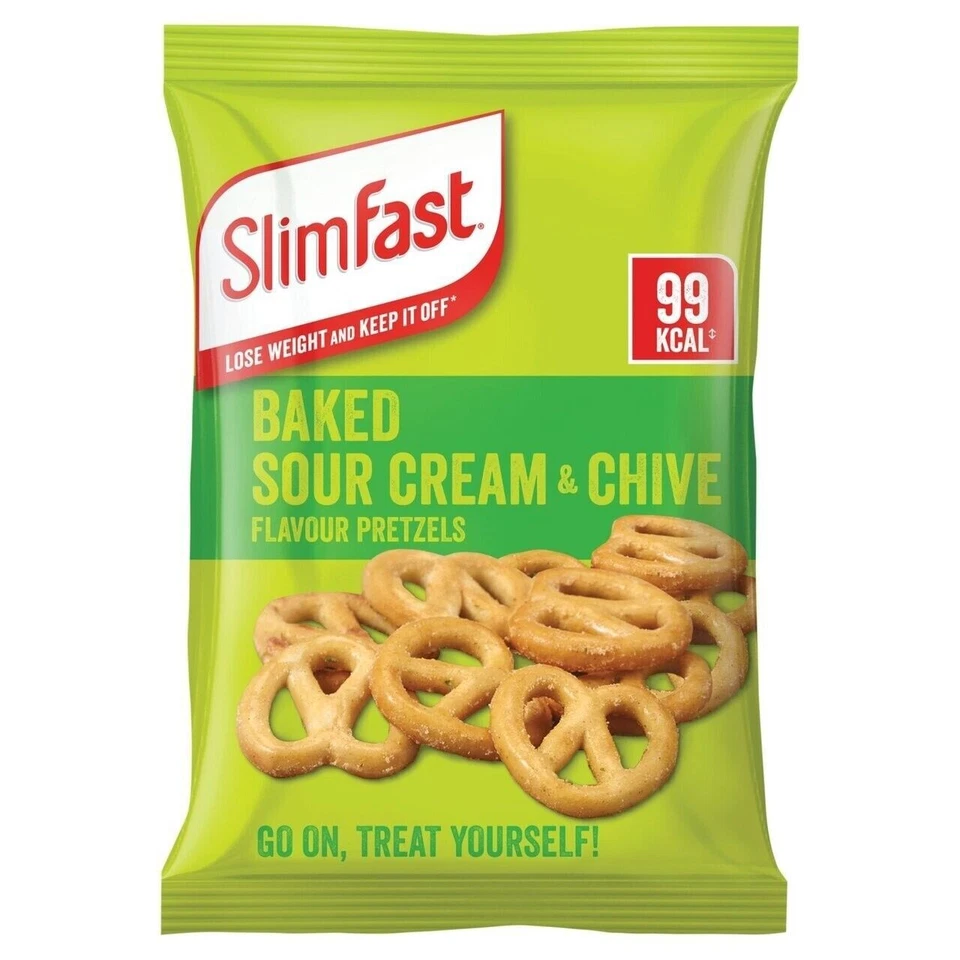 Slim Fast Sour Cream & Chive Flavour Pretzel Snack Bag 23g - Pack of 12 - Image 2 of 4