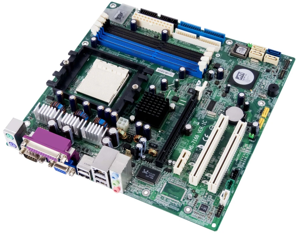 Mainboards MSI MS-7168 Socket 939 DDR Pci-E SATA Svga Ati + Radeon RS480 - Image 2 of 3