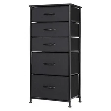 Dresser with 5 Drawers Fabric Storage Tower Organizer Unit for Bedroom Grey