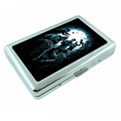 Zombie Moon Attack Em1 Silver Metal Cigarette Case RFID Protection Wallet