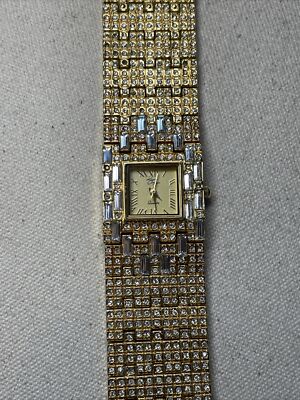 Suzanne Somers Gold Tone Ladies Quartz Watch Rhinestone Bling