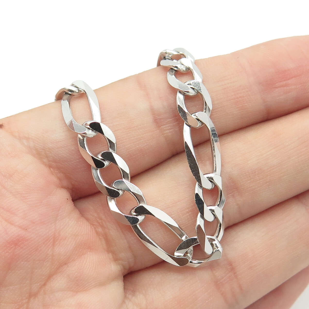 925 Sterling Silver Italy P. Lux Figaro Chain Necklace 24