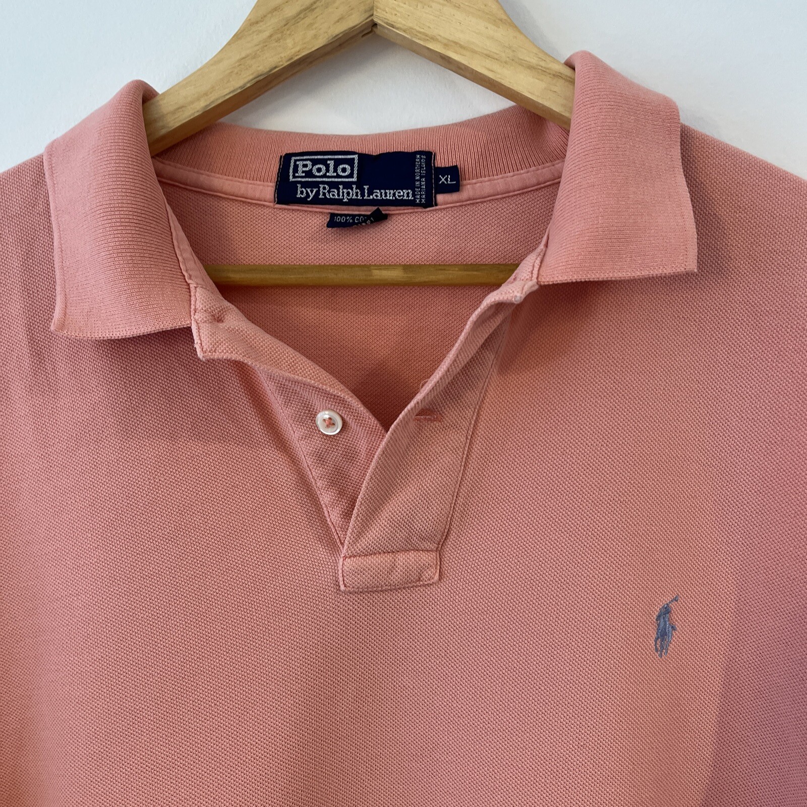 PONY Polo Ralph Lauren Uomo Polo Lite Rosa Camicia Con Cavallo Blu Taglia XL
