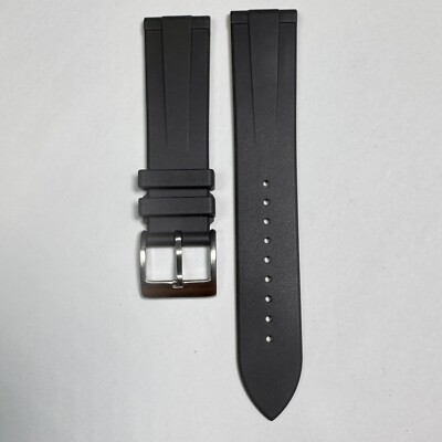 20mm BLACK Vulcanized Caoutchouc FKM rubber Strap Straight Edge Quick Release