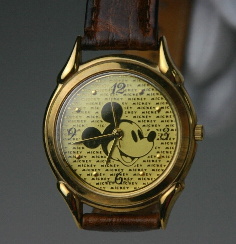 Vintage Mickey Mouse Disney Time Works Mickey Mickey Watch With Leather