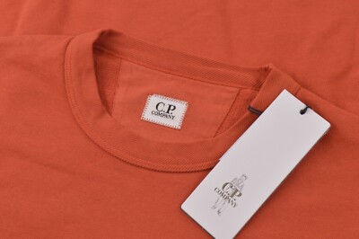 C.P. Company NWT Crew Neck Sweat Shirt Size L In Solid Orange Cotton