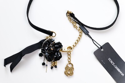 Dolce & Gabbana Vintage Gold Unique Flower Charm Leather Belt NWT Dolce & Gabbana Vintage Gold Unique Flower Charm Leather  main image 4
