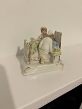 1800's German Victorian fairing porcelain last in bed statue figurine sculpture