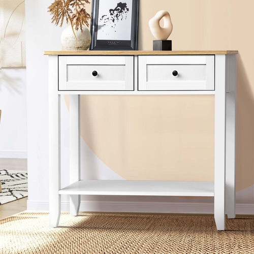 NNEED Console Table Hallway 2 Drawers Display Shelf - Picture 3 of 7