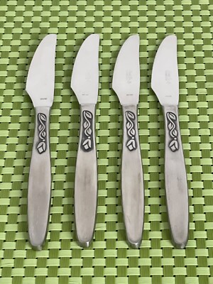 Amefa TULIP TIME Stainless 4 Dinner Knives Satin Handle & Glossy Bowl Flatware