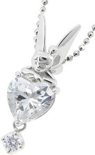 Tinker Bell Necklace Heart and Tinkerbell Silver 925 Peter Pan Disney Official
