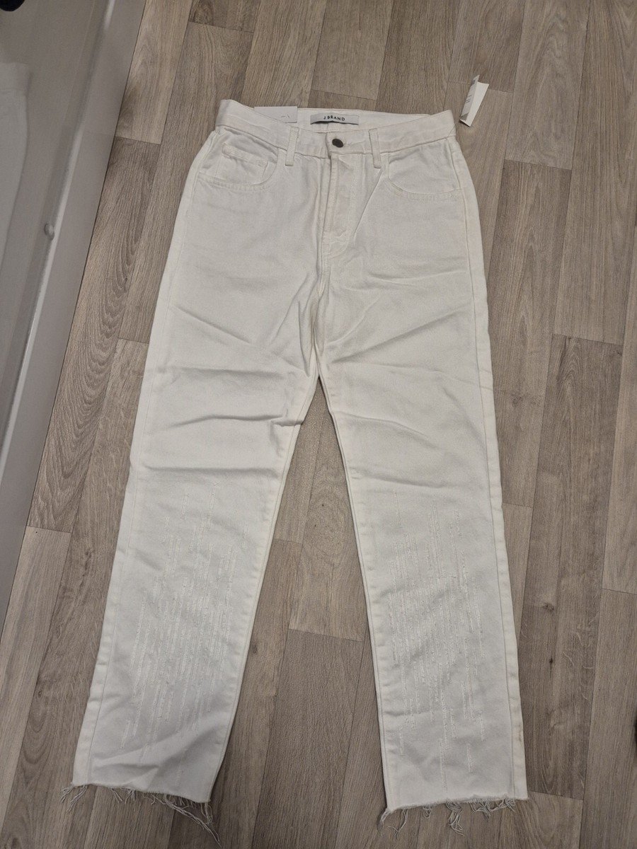 J Brand Wynne High Rise Crop Straight Jeans White Waist 25 NEW