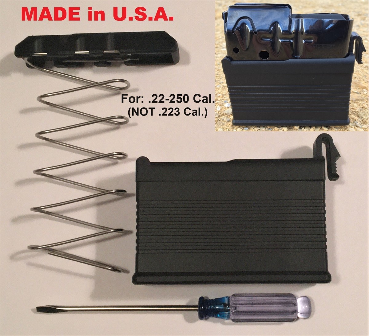 NEW .22-250 Cal. Magazine Extension Kit to 9 Rounds, fits Savage