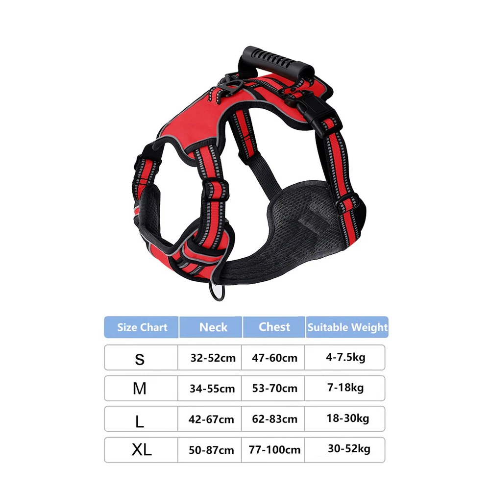 Dog Harness No Pull Breathable Reflective Pet Harness Leash Collar For S To XL
