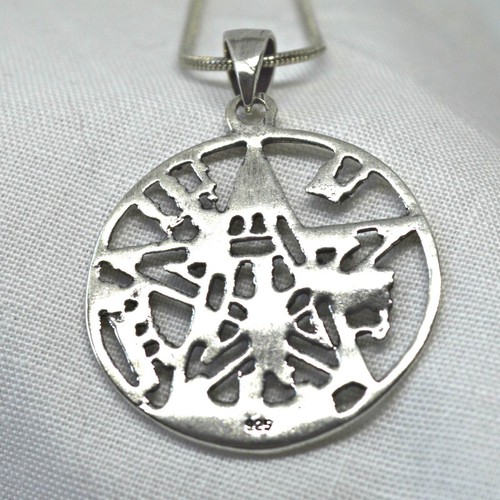 Pentagram Tetragrammaton 925 Silver Pendant Necklace Magic Wicca Angelic Amulet - Picture 4 of 7