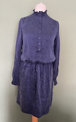 Charlotte Sparre Nacy Seidenkleid hochgeschlossen Rüschen Gr. XS UK 8