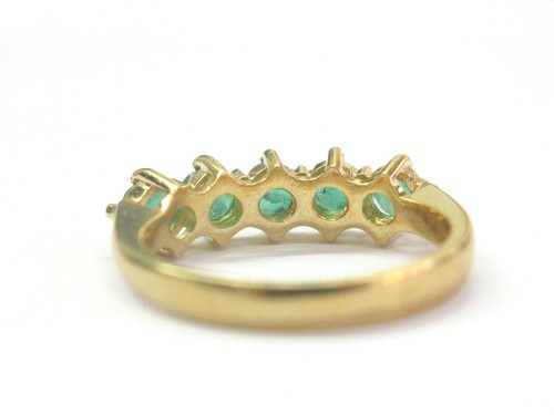 Anillo Banda Cinco Piedras Esmeralda Verde Colombiana 18Kt 1.05Ct - Imagen 3 de 3