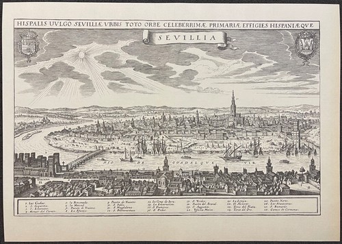 Spanien Sevilla 1638 Matthaeus Merian (1593-1650) Tiefdruck C 1960 - Bild 2 von 3