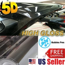 96"x 5FT Premium 5D High Glossy Carbon Fiber Vinyl Wrap Protection Film Sheet