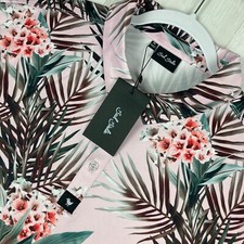 NEW Bad Birdie Shirt Mens XL Floral Print Short Sleeve Stretch Golf Polo NWT