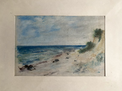FRANZ EHMKE * 1928-2018 GDR PAINTER PASTEL BALTIC SEA COAST WAVES BEACH NEAR ROSTOCK