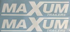 Maxum Trailers Replacement Stickers 20” (Set Of 2) White Decals Logo Equip Dump