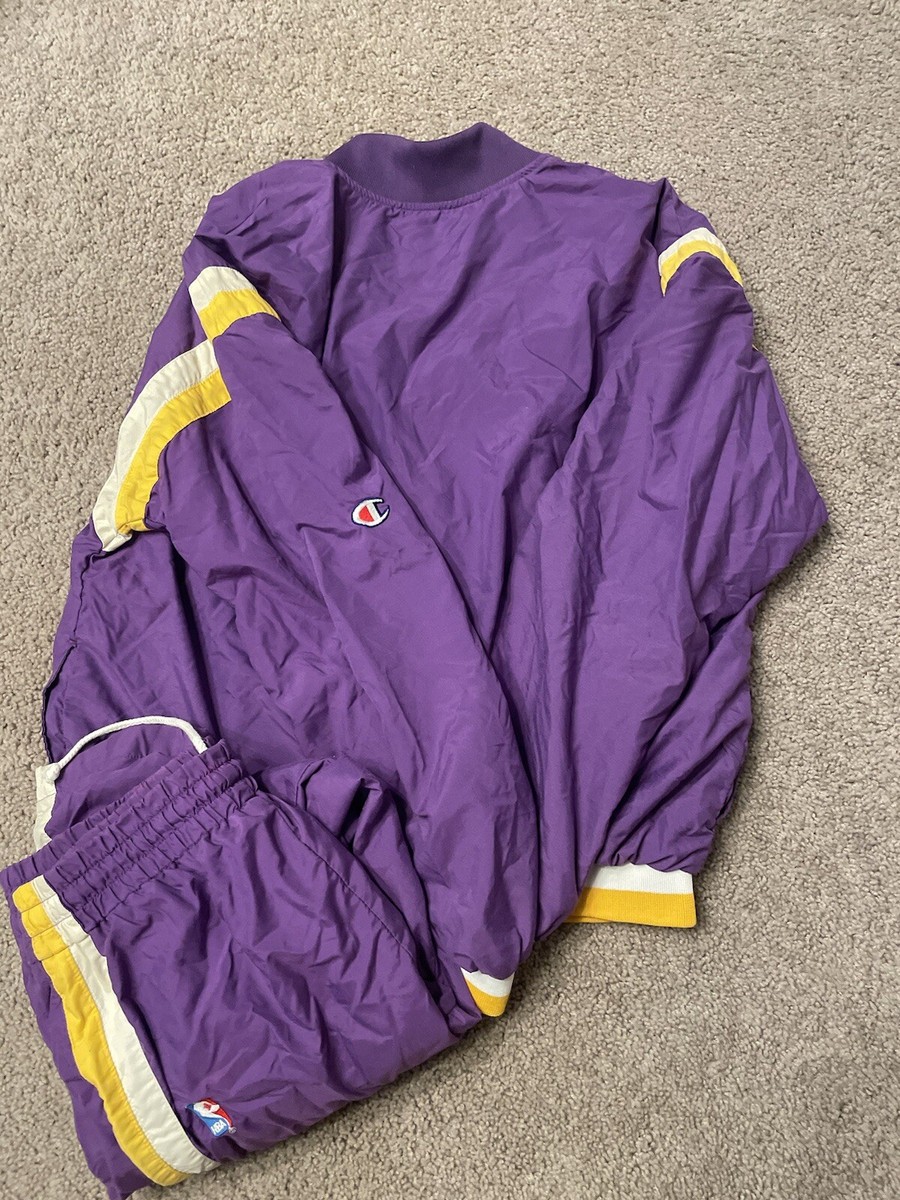Vintage 80s 90s Los Angeles Lakers Champion Warm Up Full Set Size