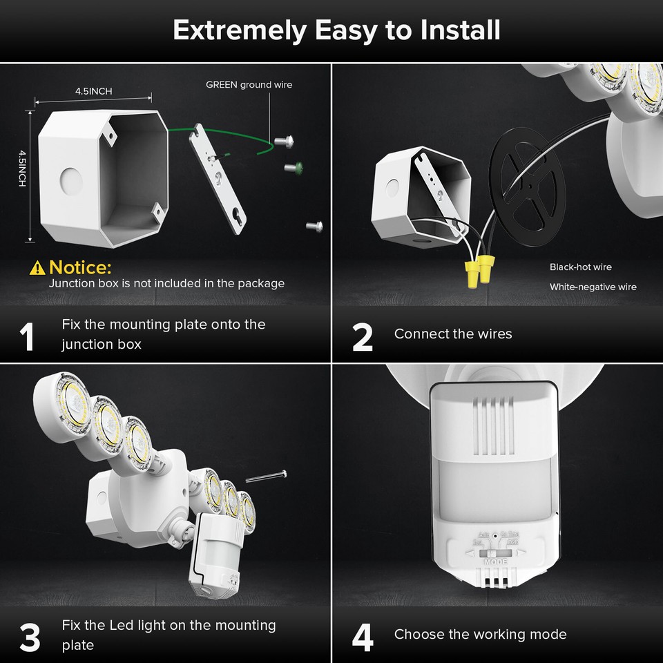 200W-1000W LED Security Lights PIR Sensor Outdoor Motion Detector Flood ...