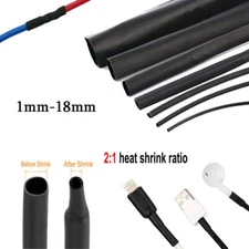 BLACK HEAT SHRINK CAR ELECTRICAL TUBE SLEEVING CABLE VARIOUS SIZES & LENGTH