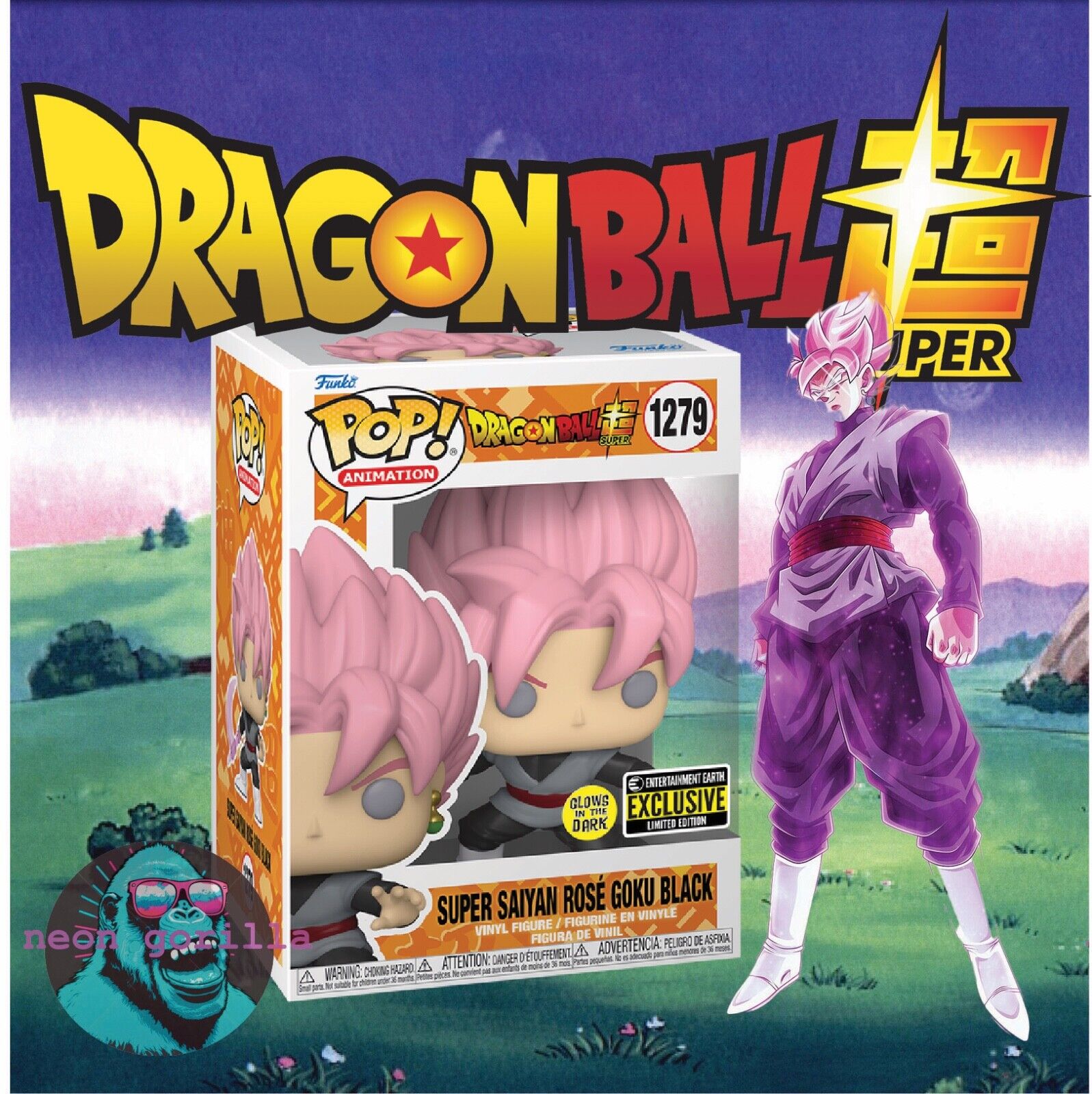 Dragon Ball Super Saiyan Rose Goku Black Glow-in-the-Dark Funko Pop! Vinyl  Figure #1279 - Entertainment Earth Exclusive