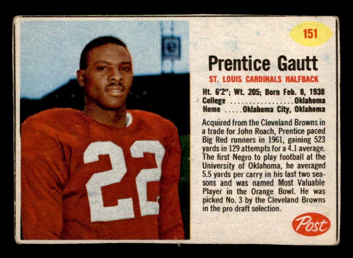 1962 Post Football #151 Prentice Gautt VG