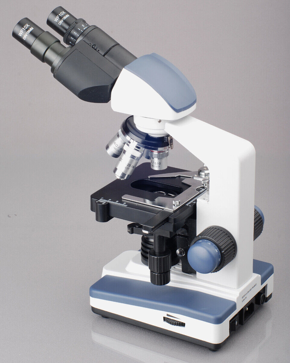 AmScope 40X-2500X LED Lab Compound Binocular Microscope w 3D Mech Stage +  Slides | eBay