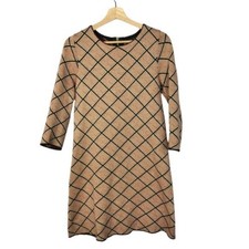 Zara Brown Geometric Printed Long Sleeve Mini Dress M