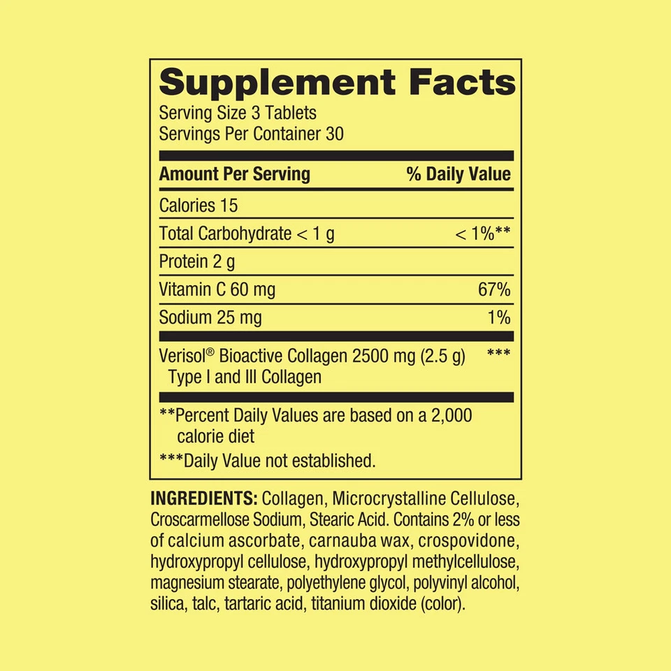 Spring Valley Highly Absorbable Collagen + C Tablets Dietary Supplement, 2,500 m - Image 4 of 4