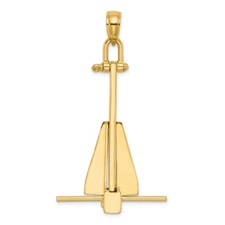 14k Yellow Gold 3-D Moveable Danforth Anchor Charm Pendant 10.13g, L-60.87mm