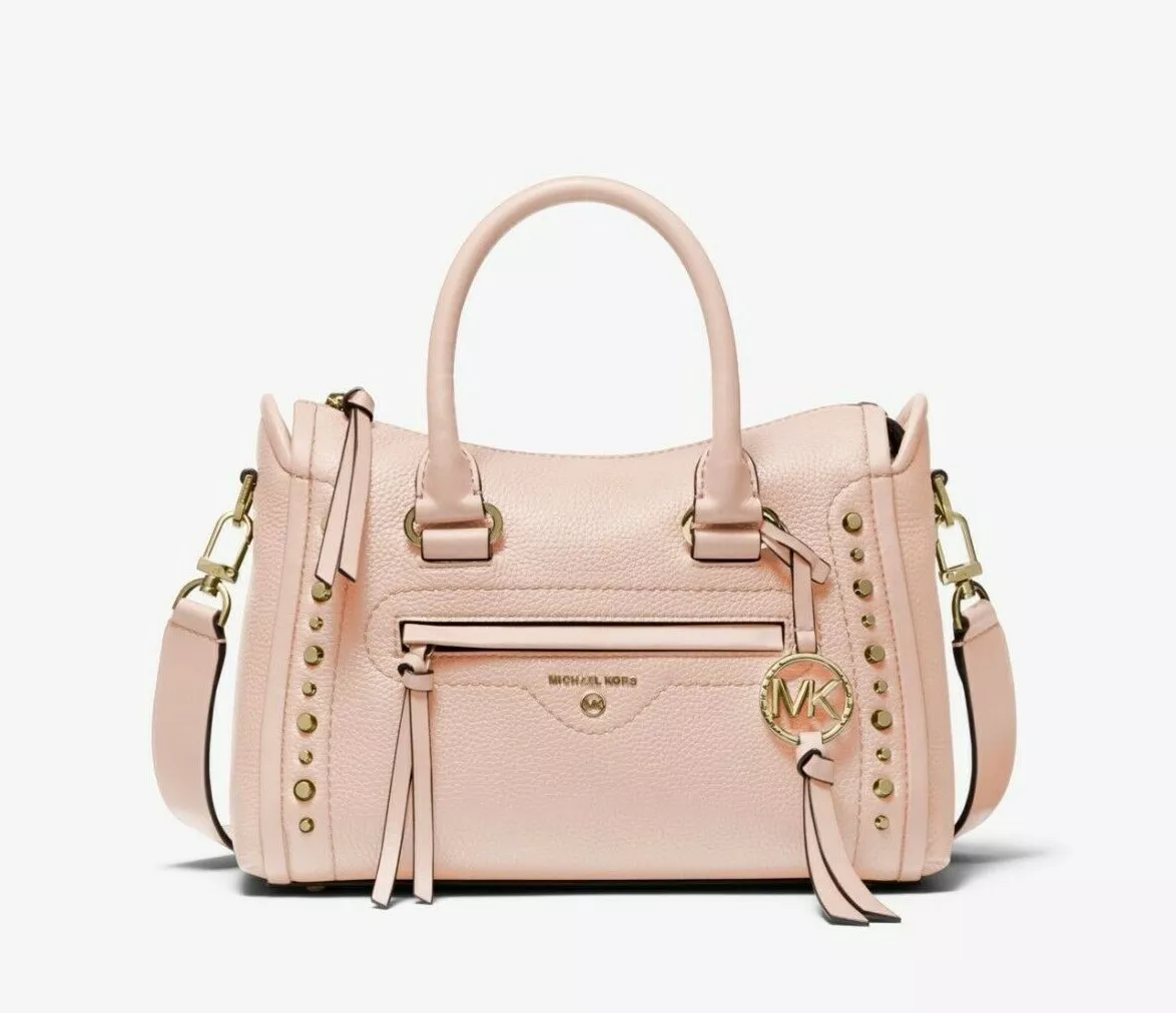 Michael kors carine small studded pebbled leather satchel sale
