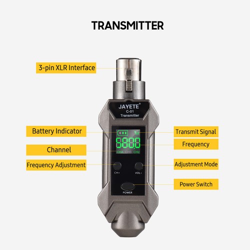 UHF Wireless Microphone System XLR Mic Adapter Wireless Transmitter Receiver - Picture 3 of 12