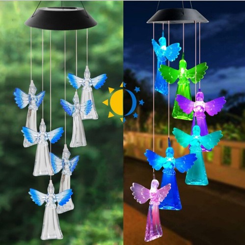 New Solar Wind Chime Colour Changing LED Light Hanging Hook Garden Ornament - Picture 26 of 26