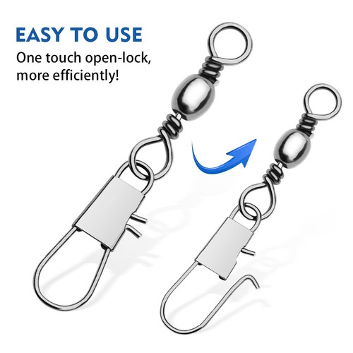50/100 pcs Brass Barrel Swivel with Pin Connector Rings Fishing Interlock Snap - Picture 3 of 25