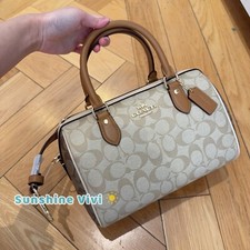 NWT Coach CS185 Rowan Satchel Bag In Blocked Signature Canvas Light Khaki Multi