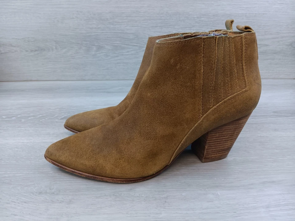 Belle Sigerson Morrison Women 8.5B Brown Suede Leather Slip-On Biker Ankle - Изображение 3 из 4