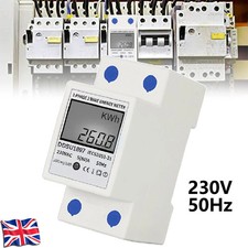 Digital Electric Energy Meter Phase DIN Rail Electricity Meter Tools White UK