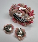 Vintage Japan Pink Mother Of Pearl Cha-cha Expansion Bracelet & Earrings Set — photo 10
