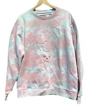 Guess X Friends With You Sweatshirt Womens Large Tie Dye Pink Relaxed Retro